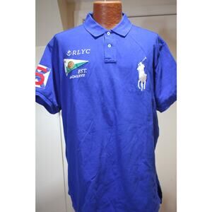 Polo Ralph Lauren Royal Blue Patch Crest Polo Shirt Men’s Large Sailing Logo